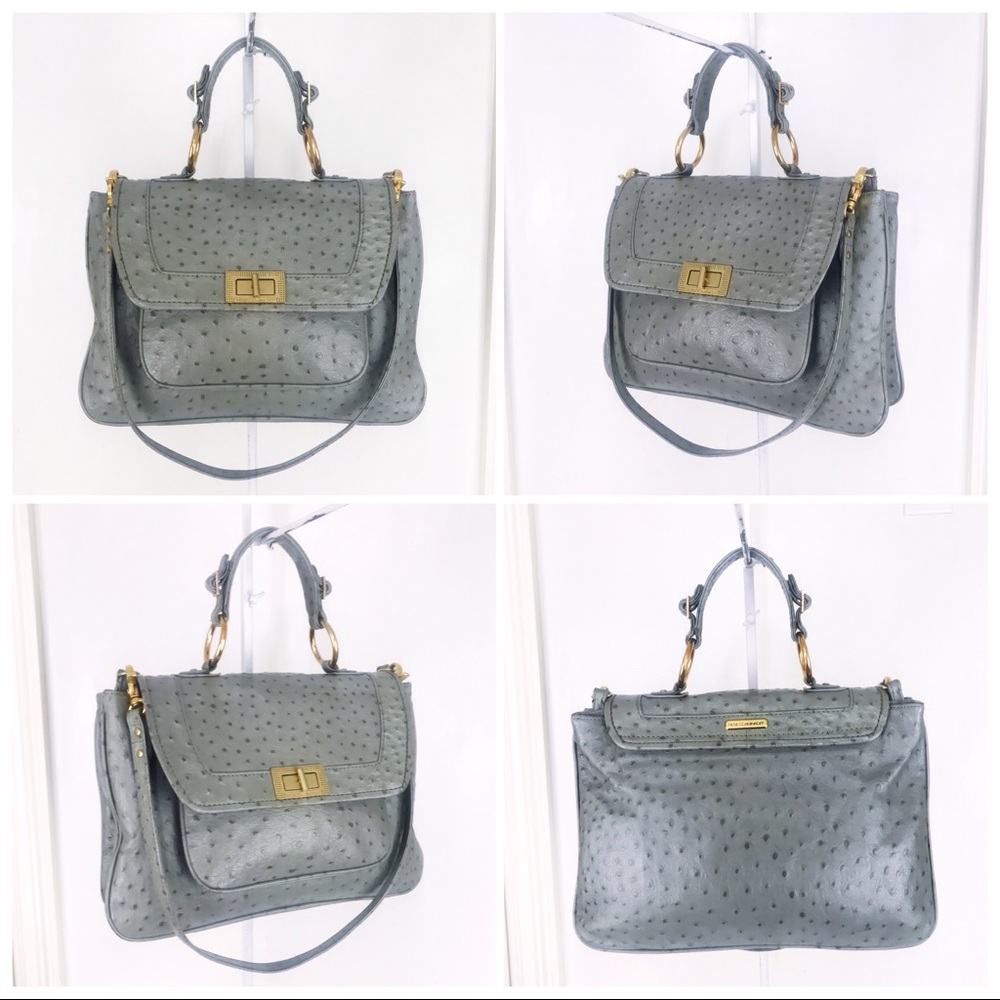 REBECCA MINKOFF Ostrich Embossed Leather Satchel - Picture 6 of 8
